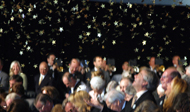 Gold stars burst from the ceiling as city donors and leaders dug in their shovels at the groundbreaking for the Dallas Center for the Performing Arts. Photo by Weston Adams.